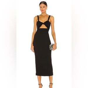 Shona Joy Simone Fitted Cutout Black Midi Dress Size 4